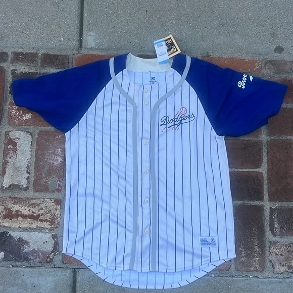 NWT Cooperstown Collection Dodgers Button Down Jersey Size L. - Picture 16 of 17